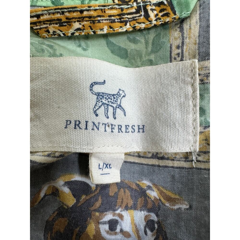 Printfresh Robe L/XL Organic Cotton Dog Print Kimono Green Belted Lounge - Picture 9 of 13